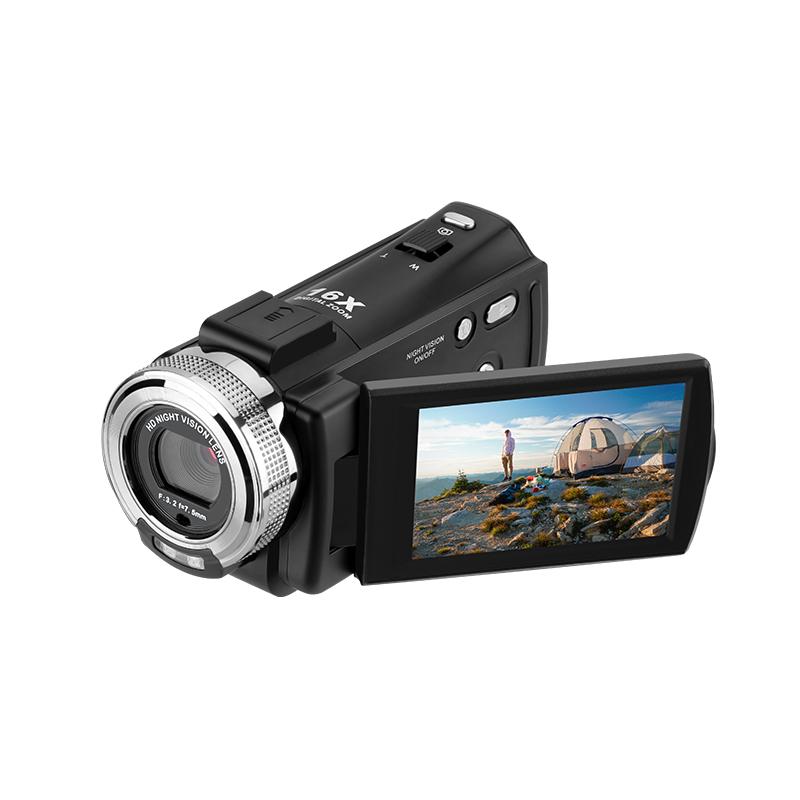 ORDRO HDV-V12 1080P HD Video Camera Camcorder with 16x Zoom, Infrared Night Vision Recording, Audio, Remote Control, 16G Memory Card, 2 Batteries for Hiking & Light Outdoor Use