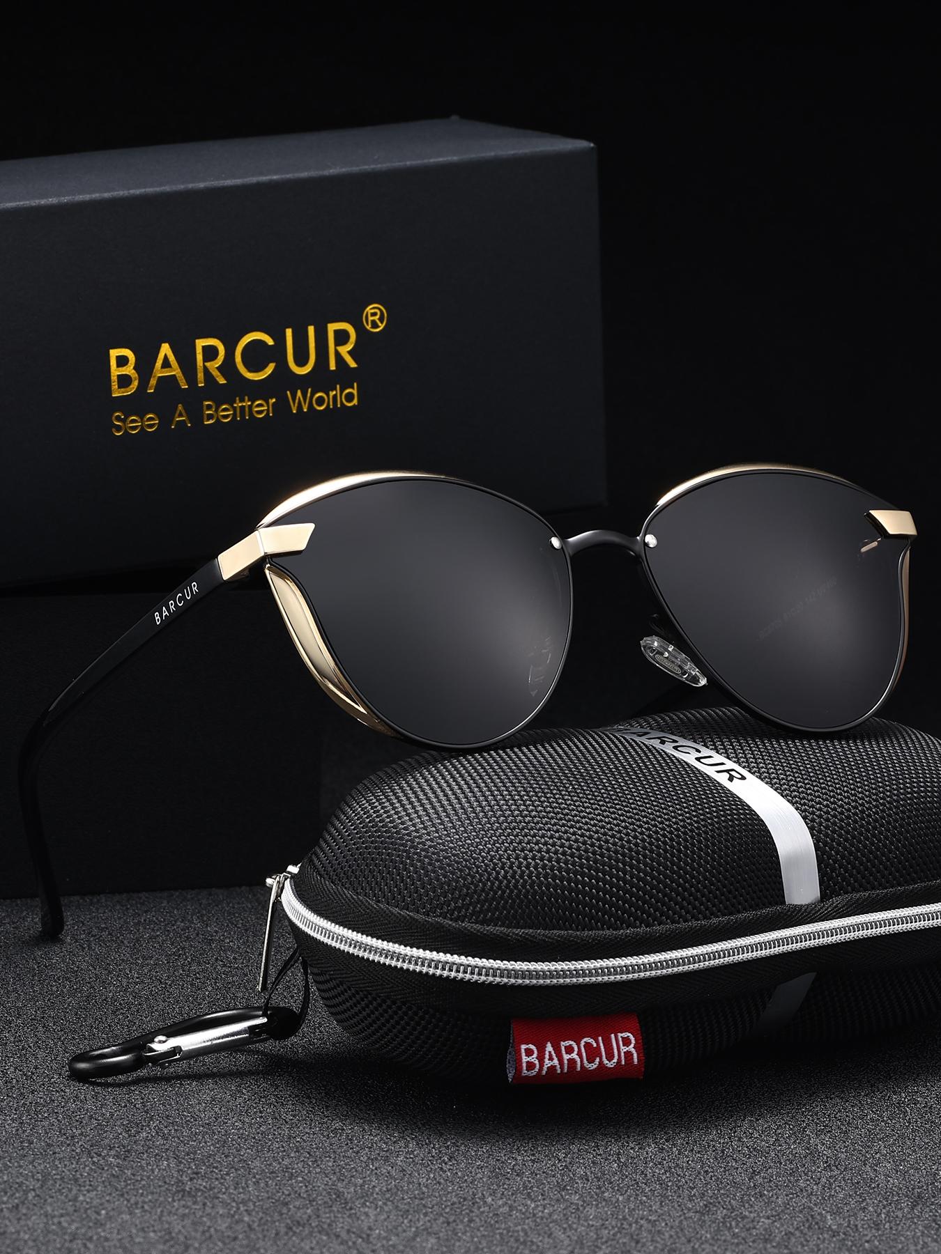 Barcur Unisex Polarized Sunglasses, Cat Eye Frame, Uv400 Protection, Stainless Steel, Street Style, Ideal for Travel and Gifts