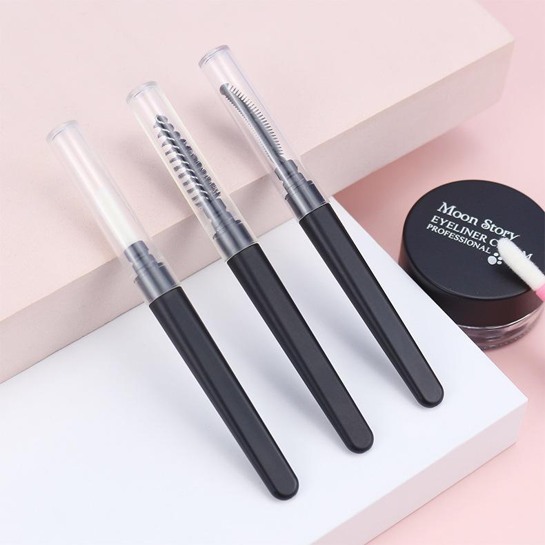 3 Pcs Silicone Eyelash Separator, Lashes Brush Separator, Mascara Brushes, Reusable Mascara Brush Wand, Eyebrow Spoolie Brushes Eyelashes Definer with Lid (Pink, Black)