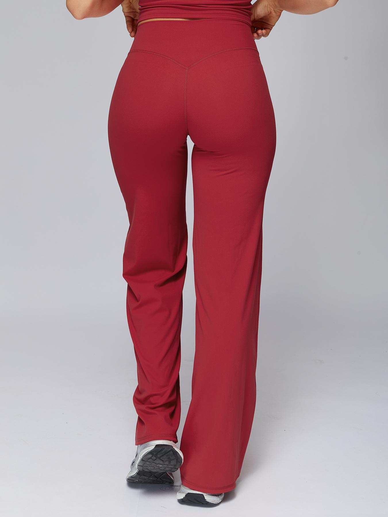 High Waist Flare Leg Yoga Pants, Casual Dance Workout Trousers, Butt Lifting Tight Fit Wide Leggings, European Style High-Waisted Joggers