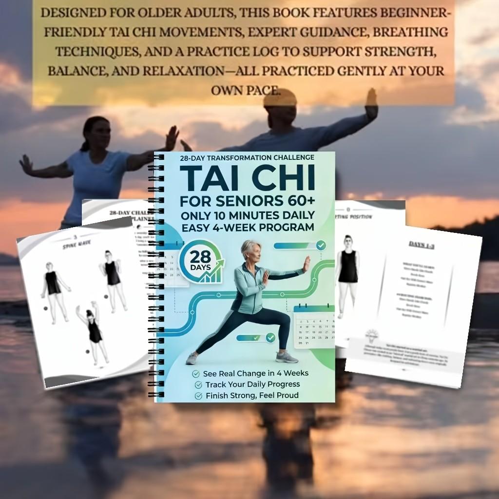 Senior & Beginner Tai Chi Practice Manual, Spiral Bound, Gradual Daily Exercises, Gentle Movements for Fitness, Training, Step-By-Step Guide, Workbook Journal