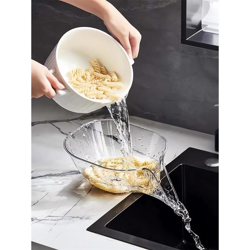 1pc Multi-functional Internet Celebrity Drain Basket, Kitchen Vegetable Washing Basket Multifunctional Vegetable Washing Basin, Washing Fruit Drain Basket, Creative Self-contained Water Drain Basin for Restaurant