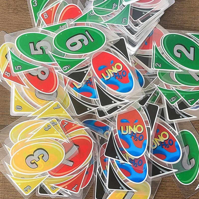 IN STOCK Board Games UNO H2O Card Game WaterProof Pressure Proof PVC Plastic Transparent Kids Toys Playing Cards Family and Friends Gathering Supply