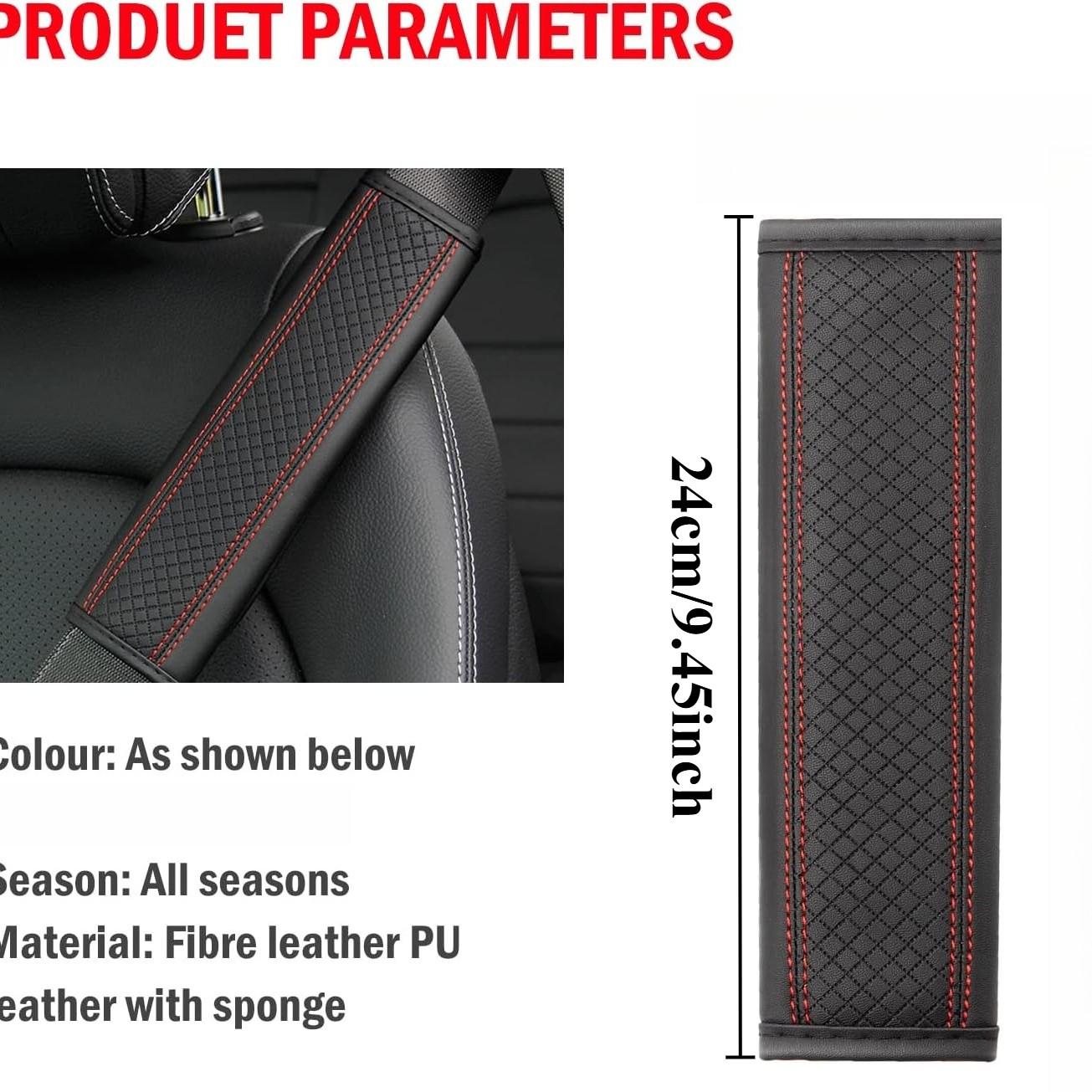 2-Pack PU Leather Car Safety Belt Shoulder Pads, Comfortable Pressure Relief Seatbelt Covers, Anti-Chafing Backpack Shoulder Protectors