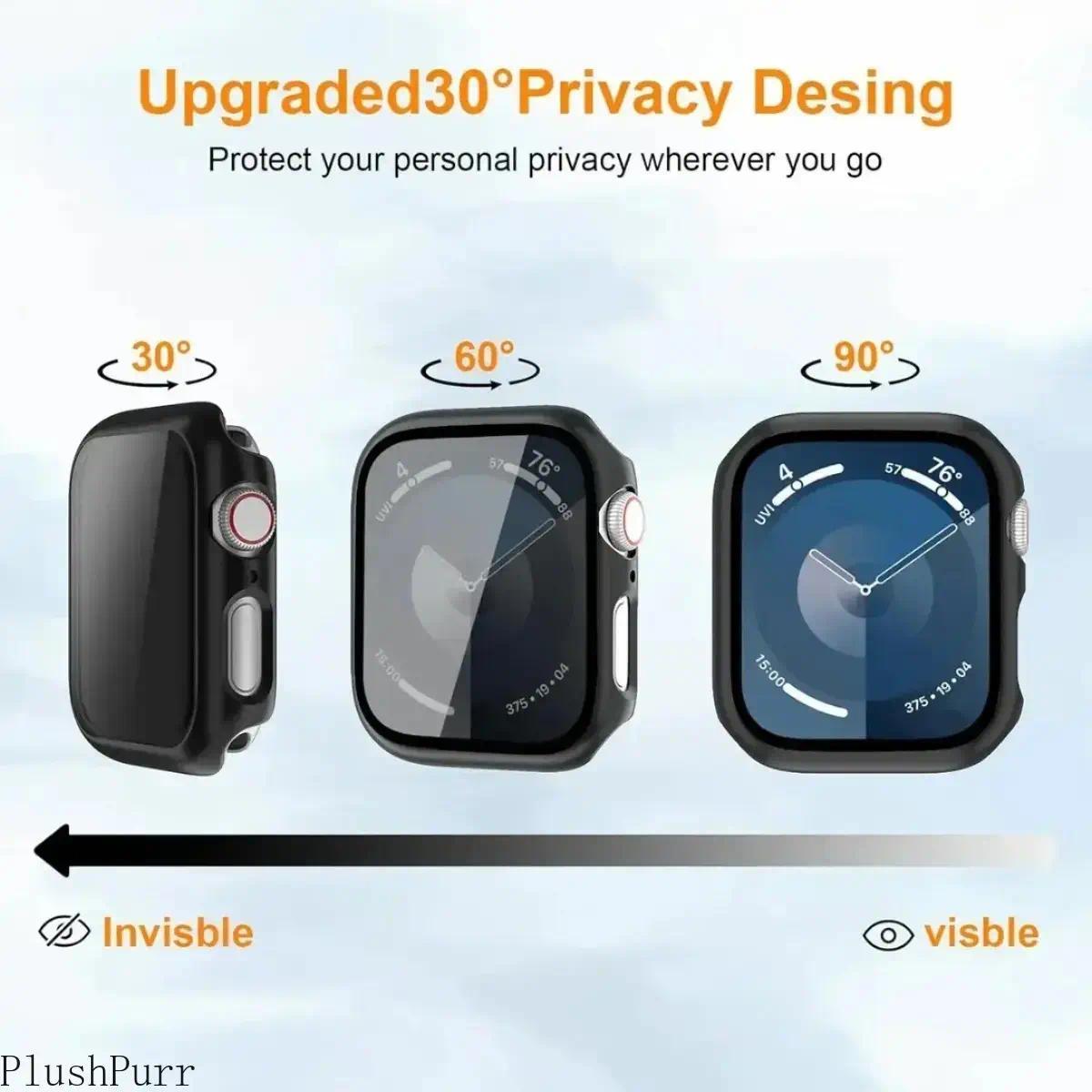 2-Pack Smartwatch Anti-Spy Protective Case (Built-in Tempered Glass) — 2-in-1 Ultra-Thin Privacy Screen Protector & Case; Compatible with 38–49mm Apple Watch Series & Ultra Models; Stylish Protective Accessory for Men & Women (Case Only)