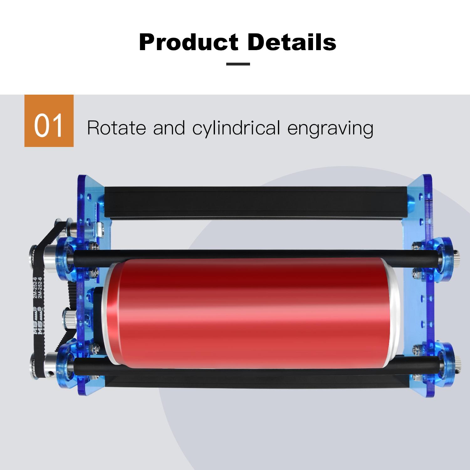 Rotary Roller, Engraver Y-axis Rotary Roller Engraving Module for Engraving Cylindrical Objects Cans，Adjustable to 5 roller positions, Rotary roller is compatible with Lightburn and LaserGRBL, Compatible with Most Engraving Machines