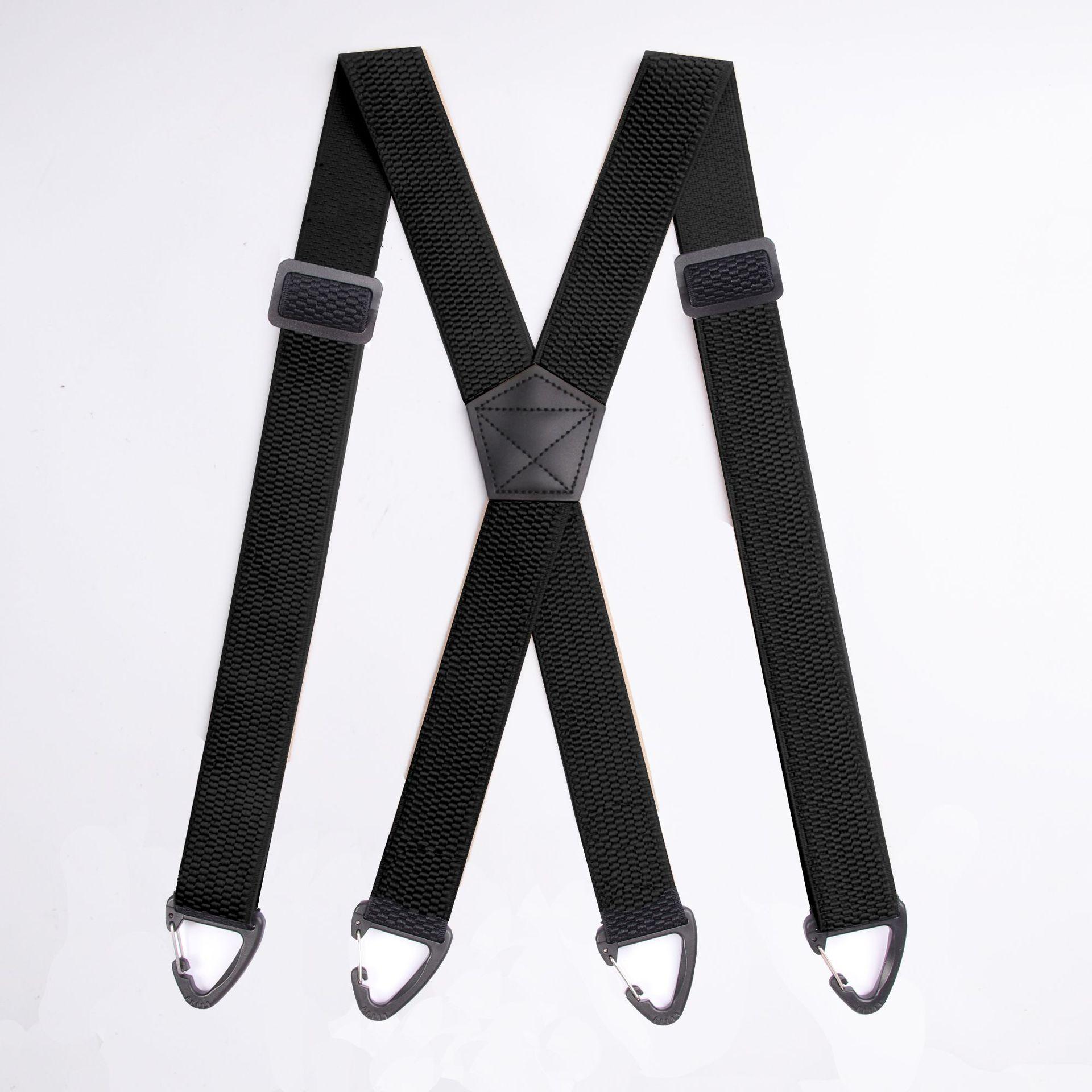 X-Shaped Hidden Men'S Suspenders, Motorcycle Sports Shoulder Straps, 3.8cm Corn-Patterned Suspender Buckles, 4-Clip Mountaineering Suspenders, Unisex Heavy-Duty Work Suspenders