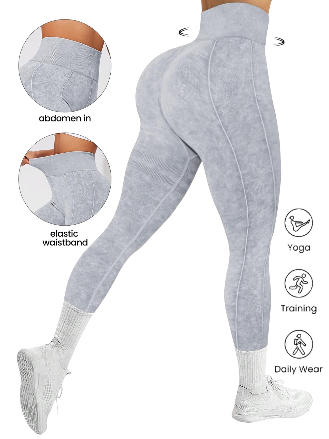 Women's Solid Color High Waist Stretchy Sports Leggings, Breathable Comfortable Skinny Pants for Yoga Gym Workout, Ladies Sportswear for All Seasons