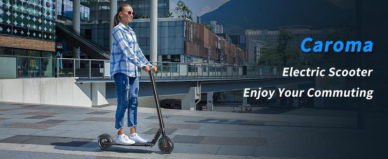 CAROMA Folding Adult Electric Scooter, 15 Mile Range, 15.5 MPH Top Speed, 6.5-Inch Solid Tires for Adults and Teens