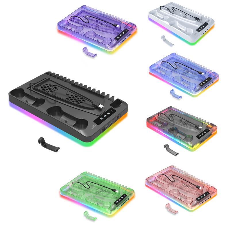 YLW GAMINJA Transparent Charging Cooling Station And Stand For PS5 Slim Console Controller Fast Charger Charging Dock Accessories