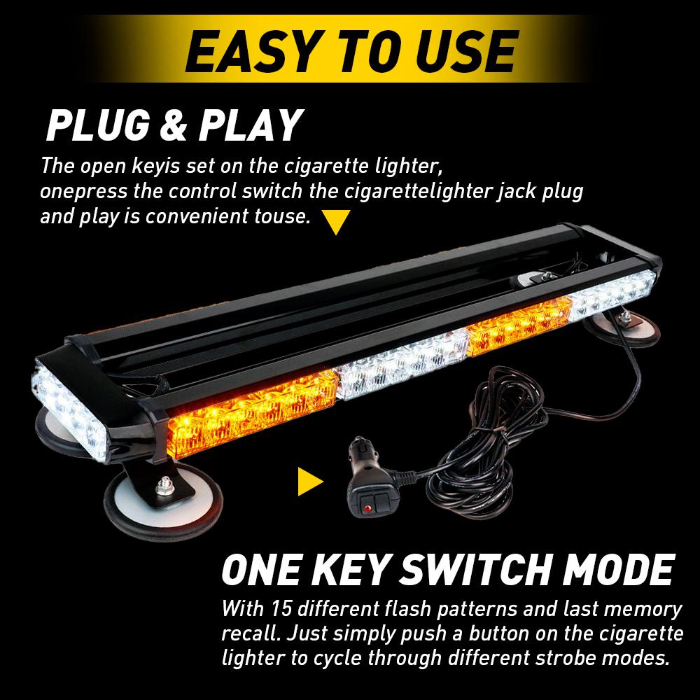 26.5" Emergency Bar LED Light Warning Rooftop Strobe Advisor Traffic Flash Lamp