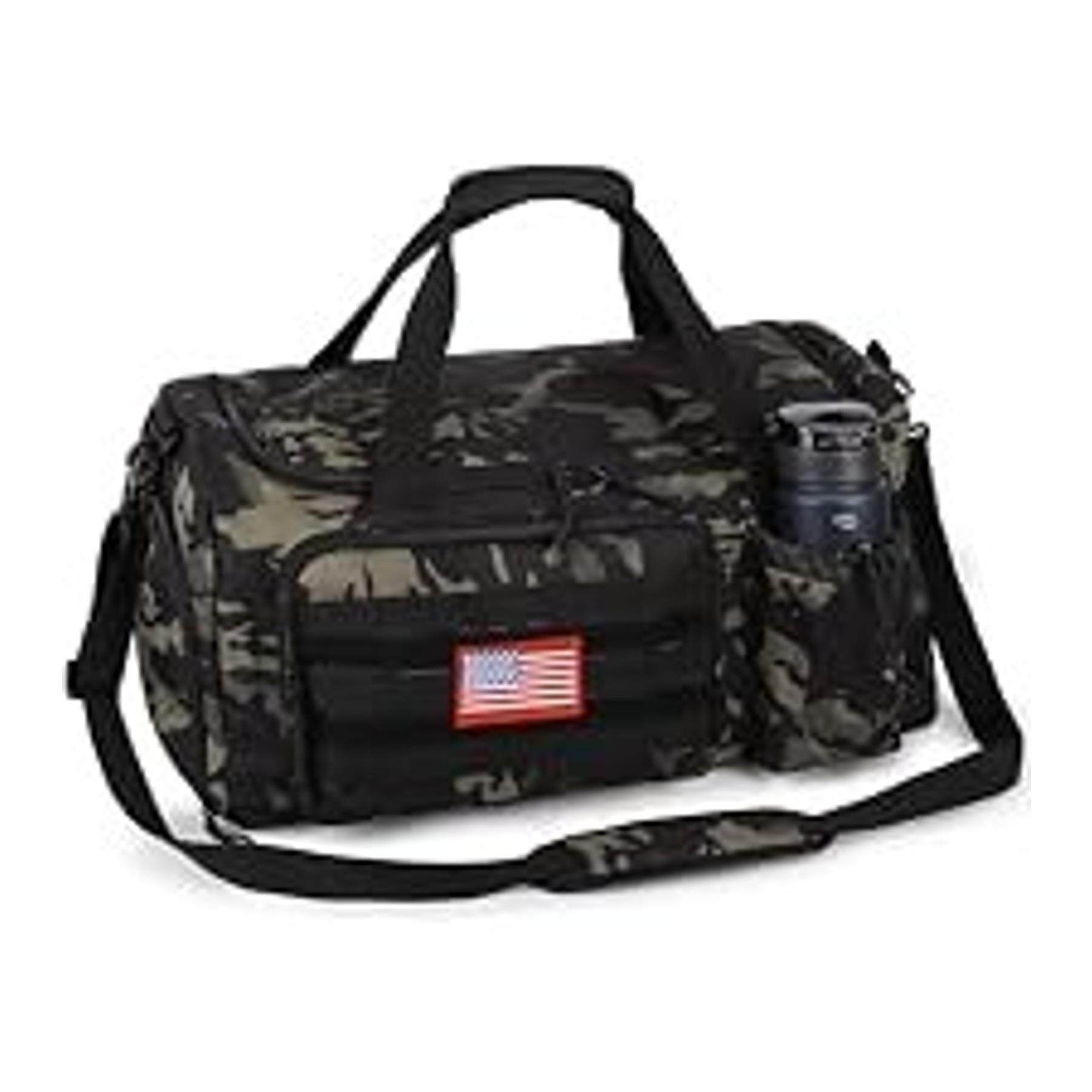 Tactical Gym Bag for Men, 60L Large Capacity Duffle Bags with Shoes Compartment, Sports Bag with wet compartment, Multi-functional Weekend Bags Suitable for Travel, Camping, Hiking