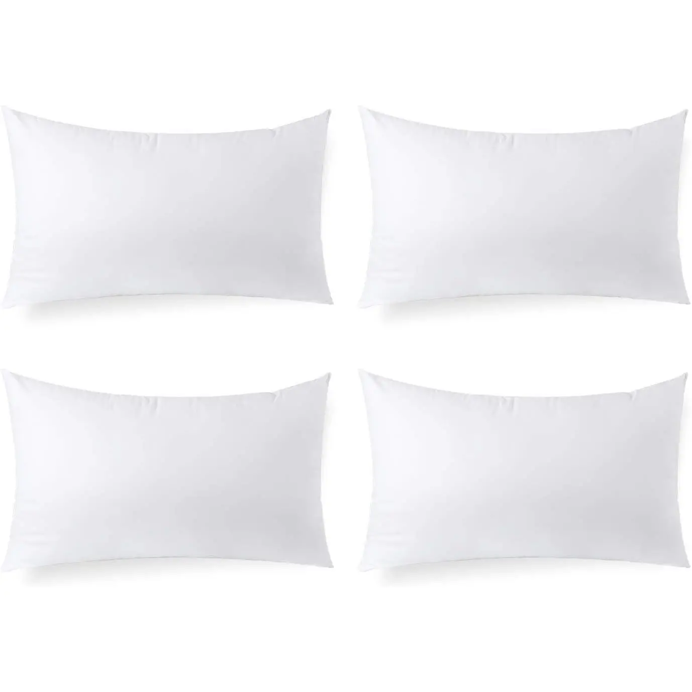 Calibrate Timing Hypoallergenic Lumbar Pillow Inserts 4 Pack, 12 × 20 Inches – Plush Polyester Throw Pillow Fillers for Sofas, Beds, and Office Use