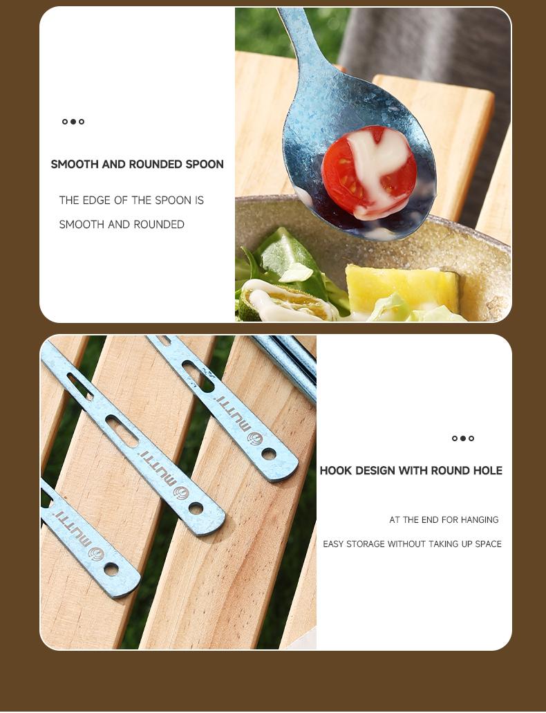 MUTTI Monet Dinner Knife,Fork,And Spoon set Portable three piece set pure titanium tableware Cutlery