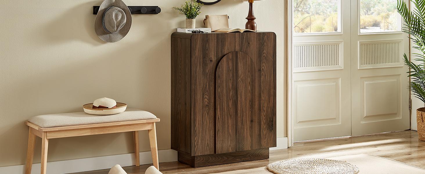 ONBRILL Shoe Storage Cabinet with Doors, Large Shoe Cabinet Storage for Entryway, Wooden 6 Tier Shoe Organizer Cabinets with Adjustable Shelves for Entrance Hallway Living Room Foyer【BlackFridayDeal】