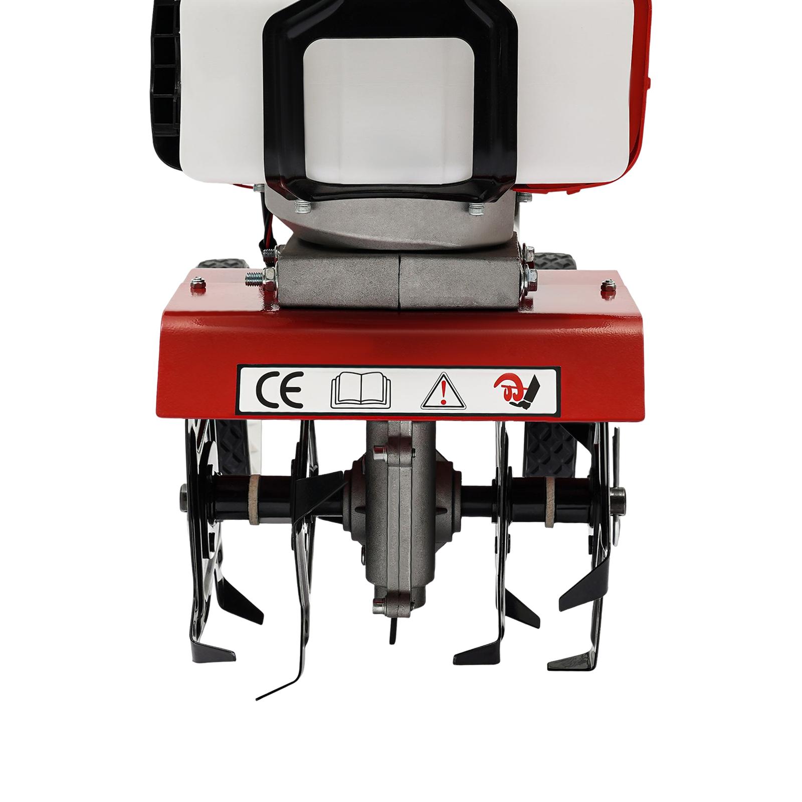 52cc Gas Powered Mini Cultivator 1 9kW 4 Stroke Garden Tiller with Wheels Adjustable Depth 30cm Tilling Width for Farm Garden Greenhouse Orchard Soil Preparation