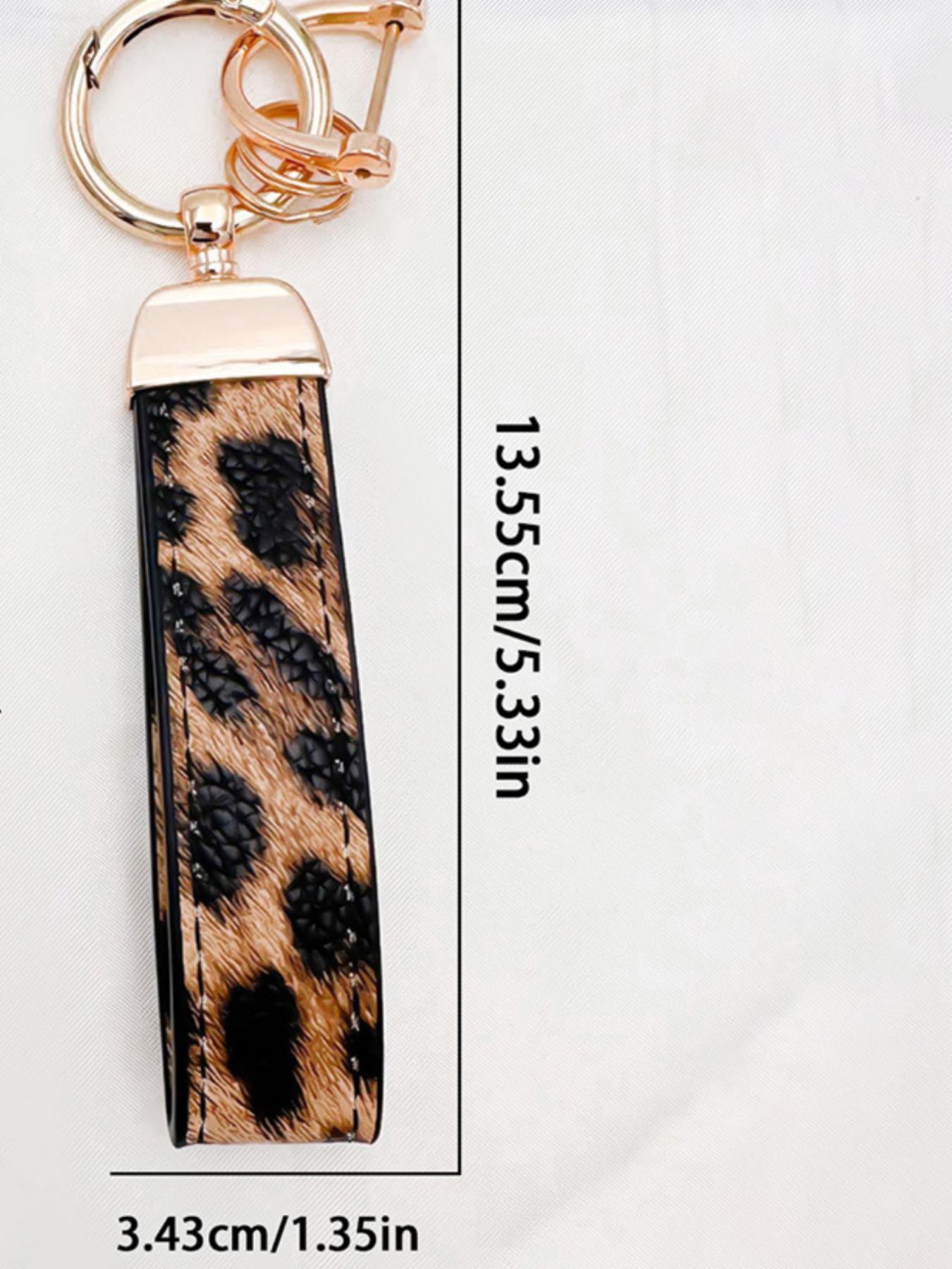 Leopard Print Zinc Alloy Car Keychain, Scratch-Resistant Wear-Resistant Fade-Proof, Unisex Hanging Decor, Multi-Scene Use