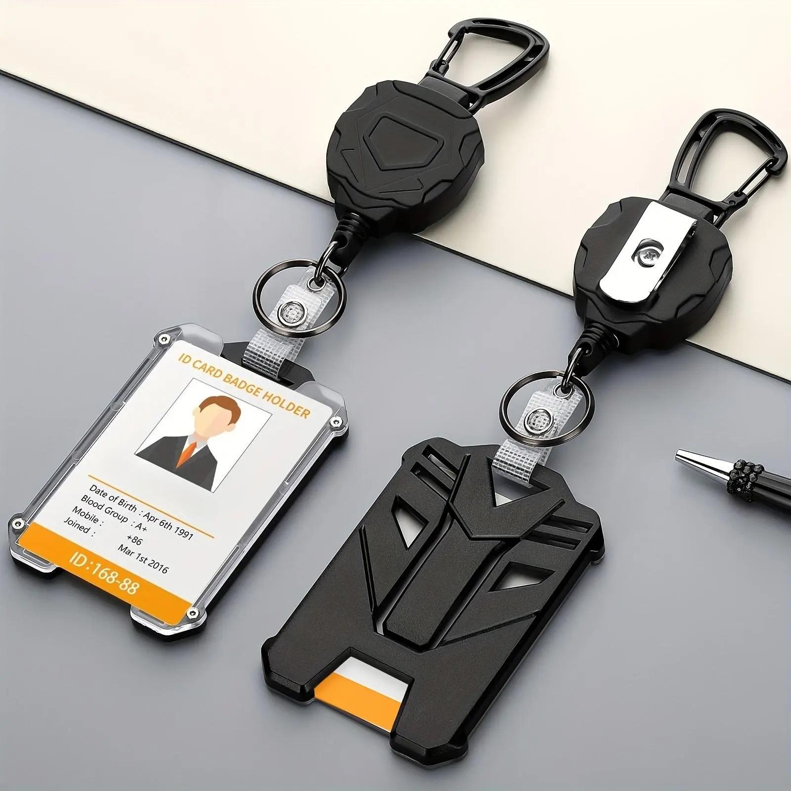 Retractable Heavy-Duty Badge Reel,Portable Hard Plastic ID Holder for Students and Workers, Id Badge Holders Retractable