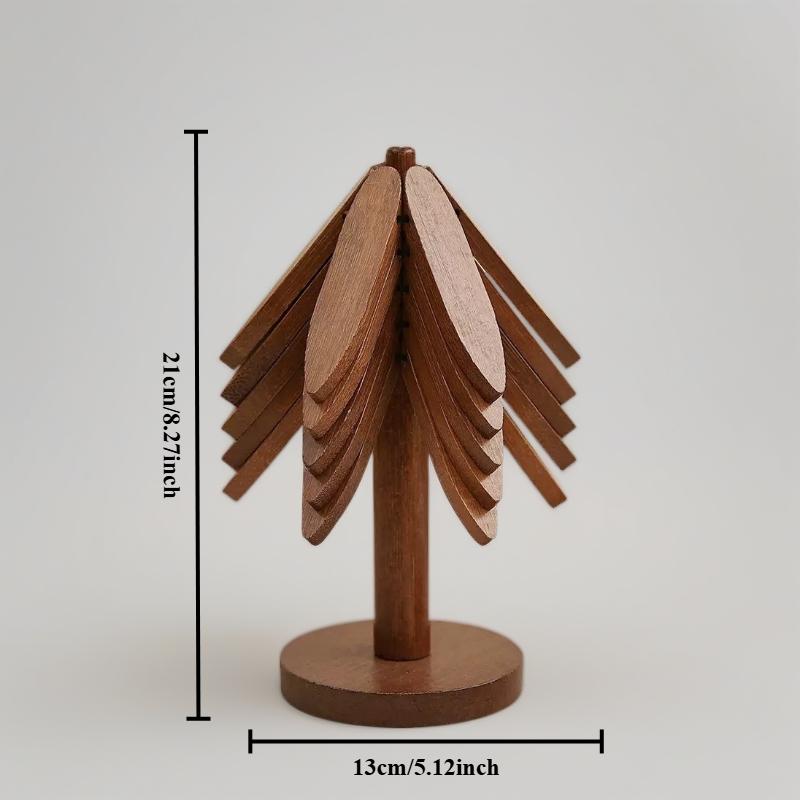 2026New model Natural Tree Trivet Set - 4/5Wooden Trivets & 1 Stand - Heat-Resistant Foldable Design - Durable & High-Quality Solid Wood - Ideal for Hot Dishes, Pots, Bowls, Teapots - Kitchenware & Tableware Coasters Coffee Table Mat