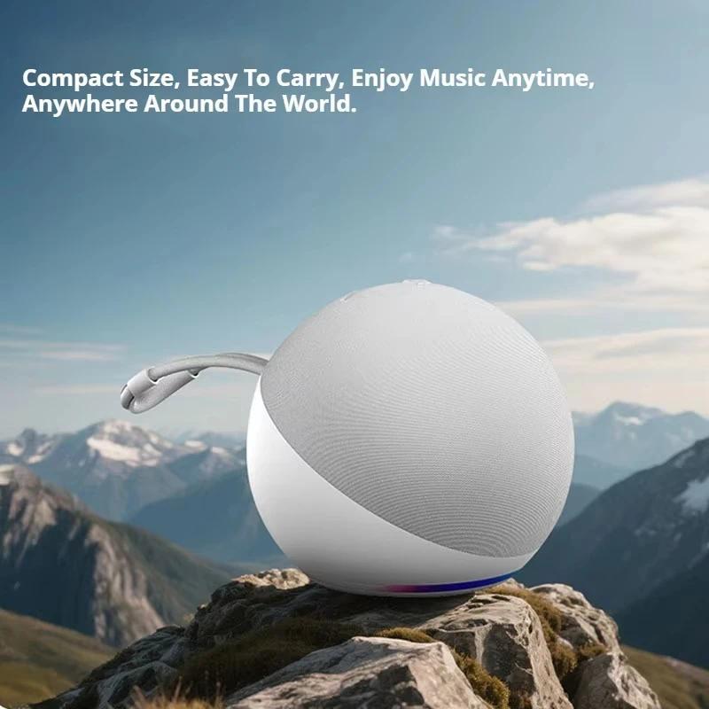 Mini Spherical Bluetooth Subwoofer - Multifunctional Wireless Cordless Speaker with RGB Function, LED Lights, Stereo Sound, Aux Input, Compact Portable Design for Outdoor, Home Use