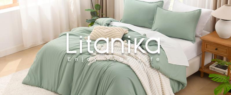 Litanika Comforter Set - 3-Piece Luxury Bedding with Cationic Dye Technology & Hypoallergenic Down Alternative - Available in Multiple Colors & Sizes - Flat Weave, Vacuum-Packed for Compact Shipping Litanika Comforter Set - 3-Piece Luxury Bedding with Cationic Dye Technology & Hypoallergenic Down Alternative - Available in Multiple Colors & Sizes - Flat Weave, Vacuum-Packed for Compact Shipping