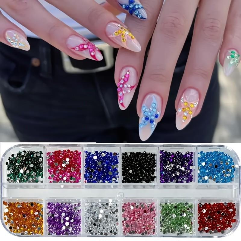Colorful Y2K Aesthetic Nail Art Rhinestones, DIY Resin Flat Glitter Decorations, Synthetic Gemstone Nail Accessories, Face & Art Decoration