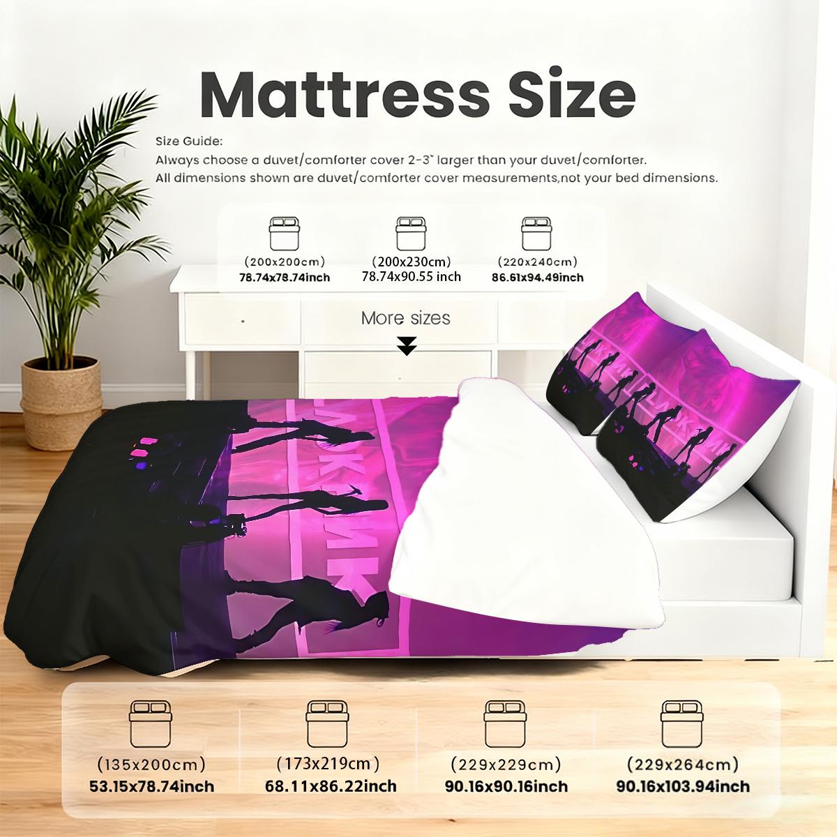 3Pcs,blackpinkofficial inspiration  three-piece bedding set, soft, comfortable and skin-friendly, universal in all seasons, bedding set, no pillow core, no quilt core, suitable for bedrooms, guest rooms - (1 quilt cover + 2 pillowcases)