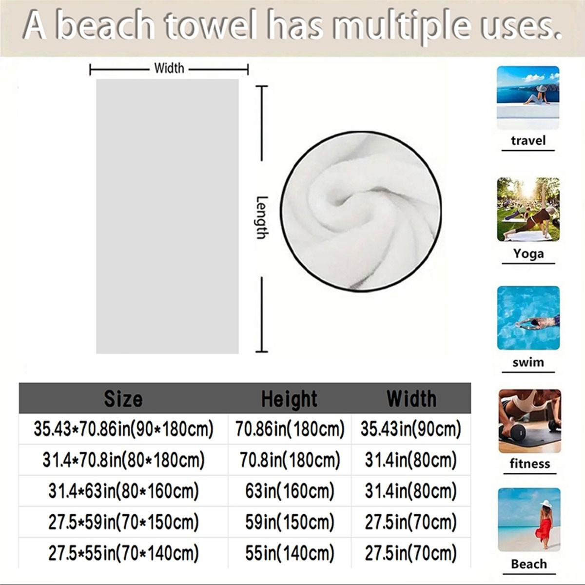 Funny Monkey Patch Beach Towel, High Weight Quick-Dry Fabric, Soft Skin-Friendly, Absorbent and Fast Drying, Reusable Gift for Memes Fans