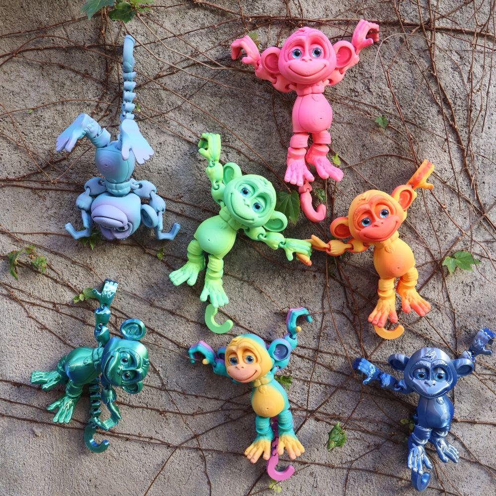 3D Printed Climbing Monkey Statue, Articulated Monkey Figurine, Realistic Eyes Home Decor, Perfect for Halloween Christmas Gifts, Birthday Present, Animal Figurine