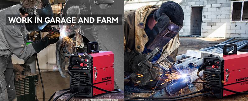 ARCCAPTAIN MIG130 130A MIG Welder 110V Flux Core 3 in 1 Welding Machine with Synergy IGBT Inverter Portable Gasless Welder for Home DIY Projects and Heavy Duty Welding Tasks Black Friday and Cyber Monday Deal, Thanksgiving/Christmas Gifts for Men/Dad ARCCAPTAIN MIG130 130A MIG Welder 110V Flux Core 3 in 1 Welding Machine with Synergy IGBT Inverter Portable Gasless Welder for Home DIY Projects and Heavy Duty Welding Tasks Black Friday and Cyber Monday Deal, Thanksgiving/Christmas Gifts for Men/Dad