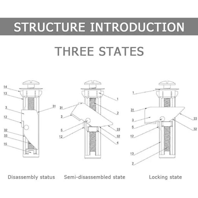 Universal Toilet Seat Bolt Kit, Quick Release Screws, Easy Installation, Replacement Parts, Toilet Lid Maintenance Fixing Accessories