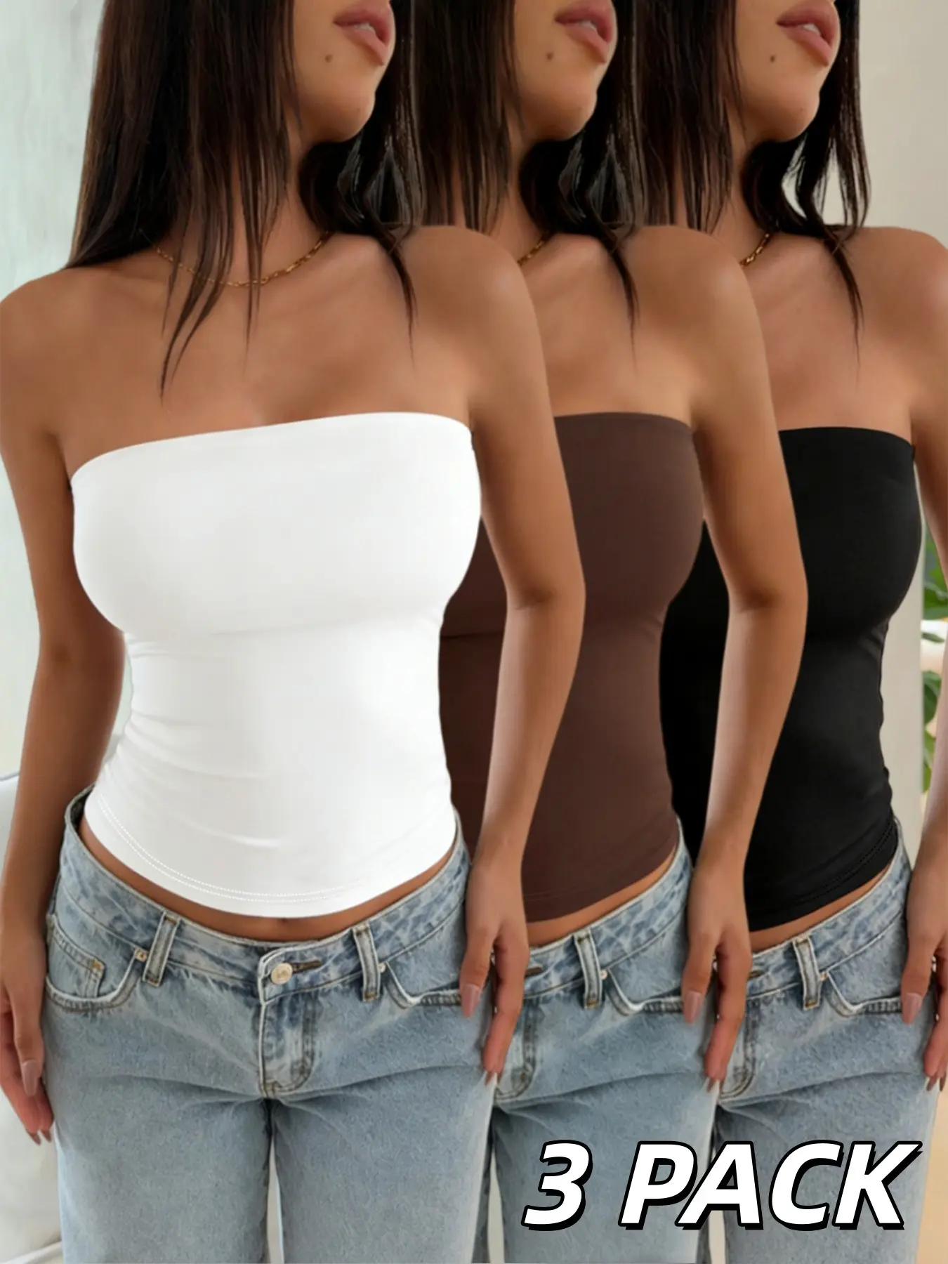 Women's Strapless Solid Color Top, Minimalist Design for Daily Wear, Multiple Colors Available, Casual Summer Fashion