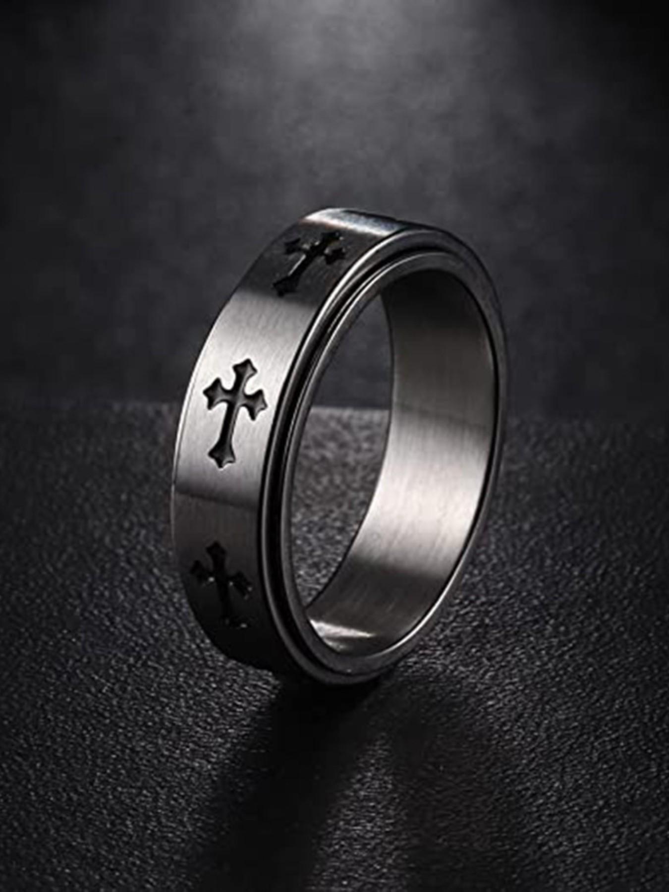 Rotatable Cross Ring for Men, Vintage Stress Relief Ring, Hip Hop Ring for Men and Women, Perfect Gift for Friends and Partners