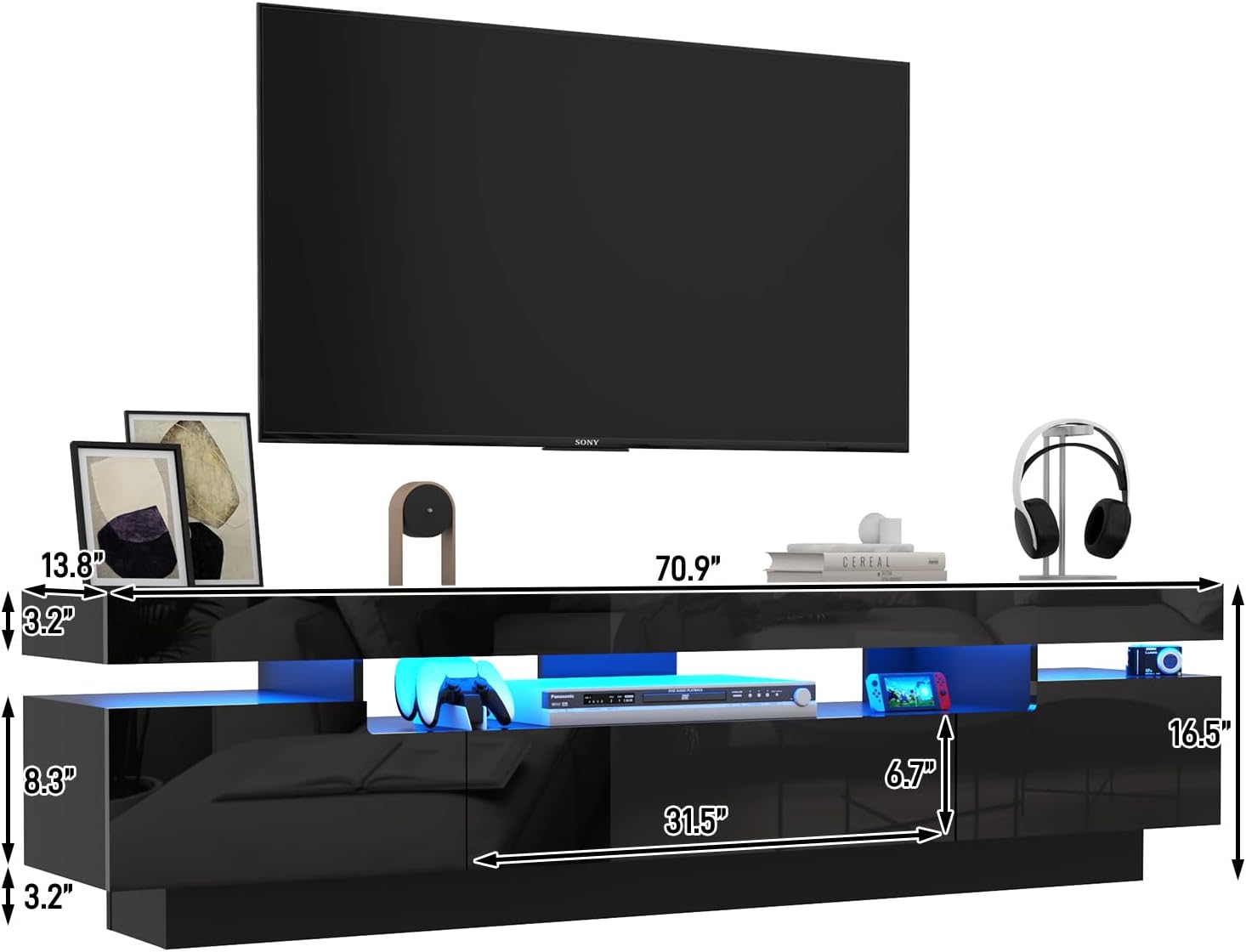 70IN White TV Stand for 75/80 inch TV,Modern LED TV Stand for Living Room,High Gloss Entertainment Center with Storage Drawer,APP RGB Light,TV Console,Television Stands (Marbling/Black) 70IN White TV Stand for 75/80 inch TV,Modern LED TV Stand for Living Room,High Gloss Entertainment Center with Storage Drawer,APP RGB Light,TV Console,Television Stands (Marbling/Black)