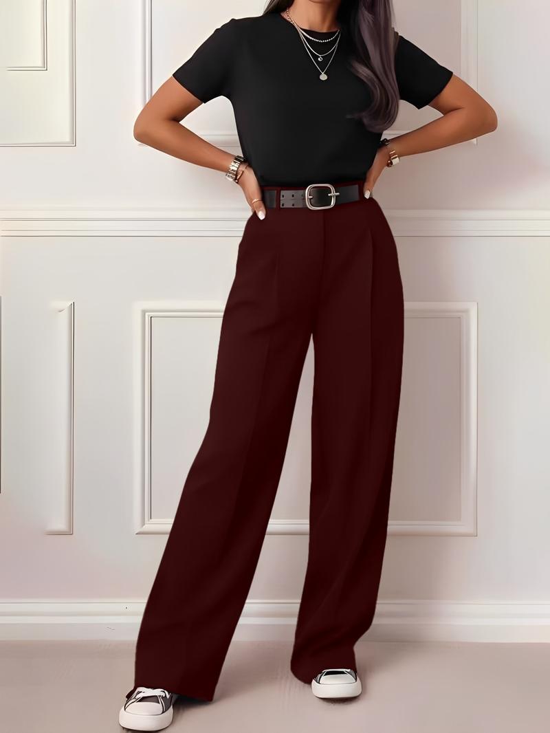 Women's Elegant Casual Business Wide Leg Pants, Pure Color, Suitable for Daily Wear, Home, Commuting, Office Style Women's Elegant Casual Business Wide Leg Pants, Pure Color, Suitable for Daily Wear, Home, Commuting, Office Style