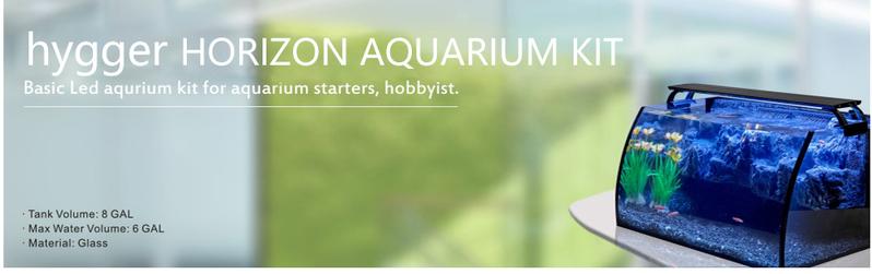 Hygger  8 Gallon LED Beginner Aquarium Bit  with Ultra-quiet  Power Filter Pump, 18W Colored led Light, Wide View Curved Shape Fish  with mountain view background，with gift for fish lovers ，small  for betta fish tank