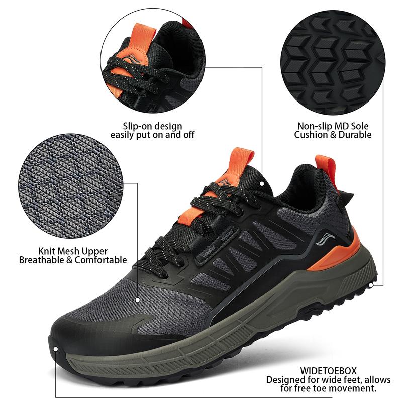 Men's Sneakers Wide Toe Box Hiking Walking Lightweight Breathable Shoe Non-Slip Outdoor Sports Trail Running Tennis Shoes