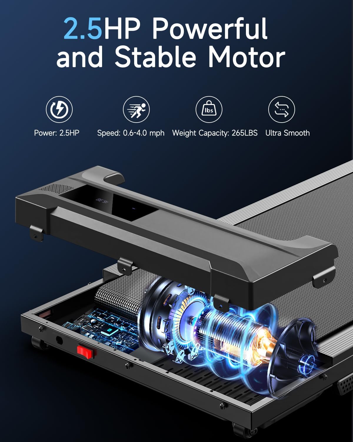 Walking Pad Treadmill for Home - Under Desk Treadmills Portable Mini Compact Walk Running Machine Pads Slim Lightweight Caminadora Eléctrica para Casa Office Small Spaces with Adjustable Speed Remote