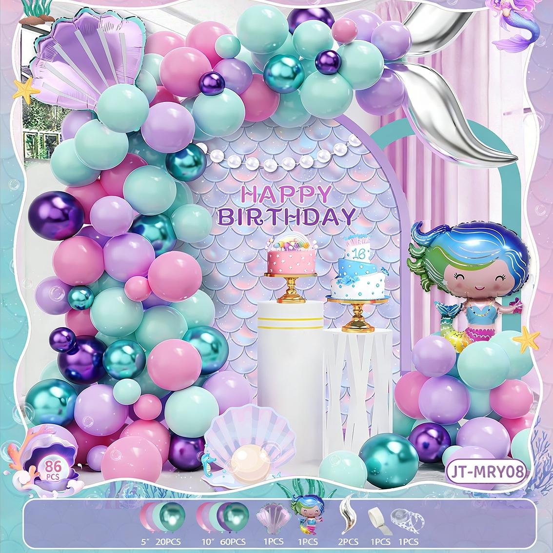 Mermaid Theme Balloon Set, Mermaid Tail Latex Balloons, Birthday Party Decorations, Ocean Style Party Props, Fun and Colorful Design