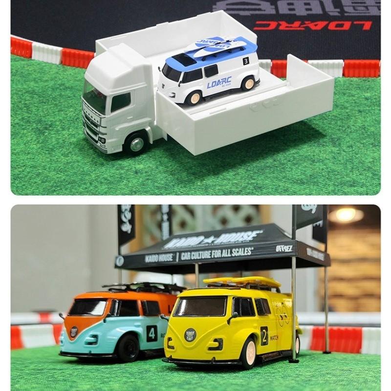 LDARC V64 Desktop Micro RC Car Classic Retro Mini Van 1:64 Scale Full Proportional Control Indoor Racing Toy for Hobbyists