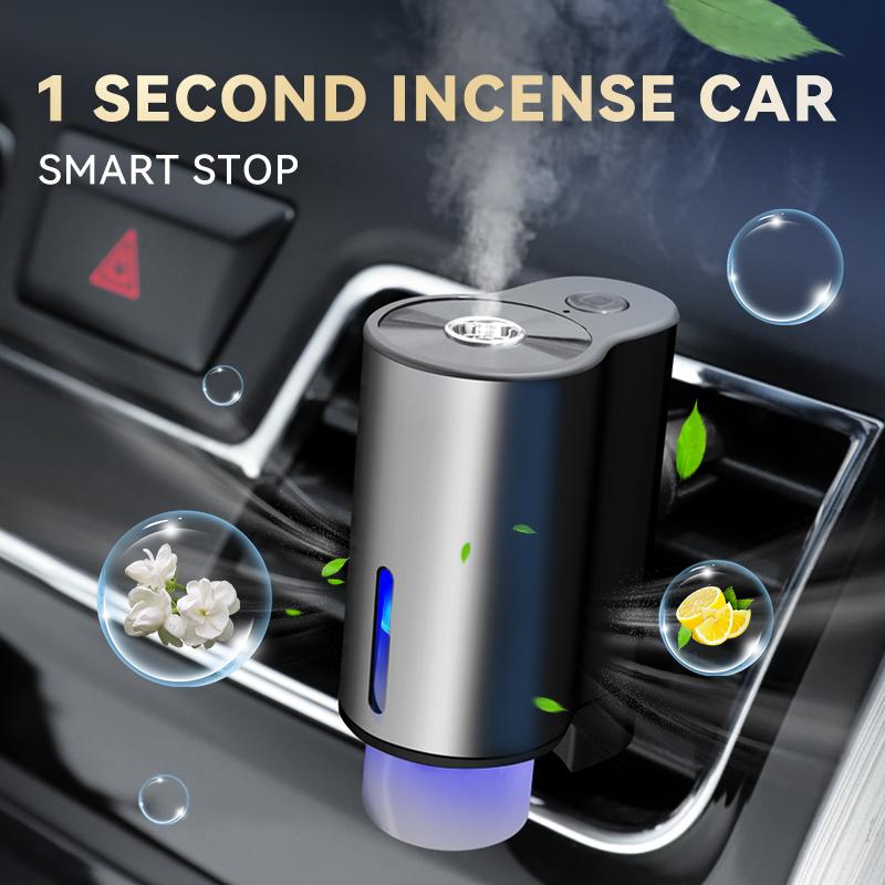 Car Air Freshener, Three Adjustable Modes Intelligent Car Aroma Diffuser, Rechargeable and Portable  Car Diffuser Air Freshener Car Aromatherapy Diffuser,  3*10ML Natural Perfume