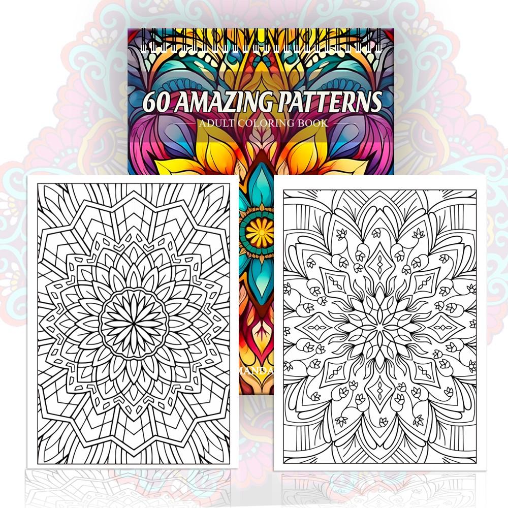 Mandala Coloring Book for Kids, 60 Patterns Stress Relief Creative Doodle Book, Parent-Child Educational Drawing Tool, 1 Volume