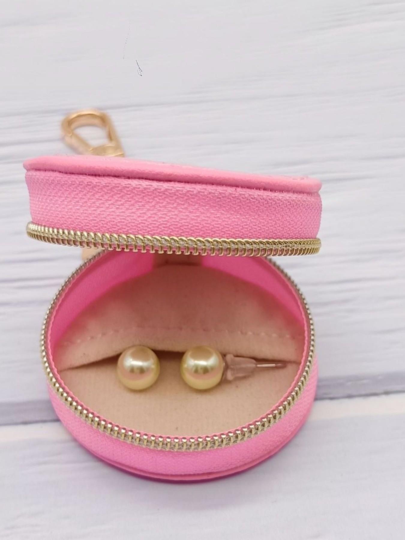 PU Leather Travel Bag Zip Keychain, Portable Mini Jewelry Box, Elegant Solid Pattern, All Seasons Accessory Organizer