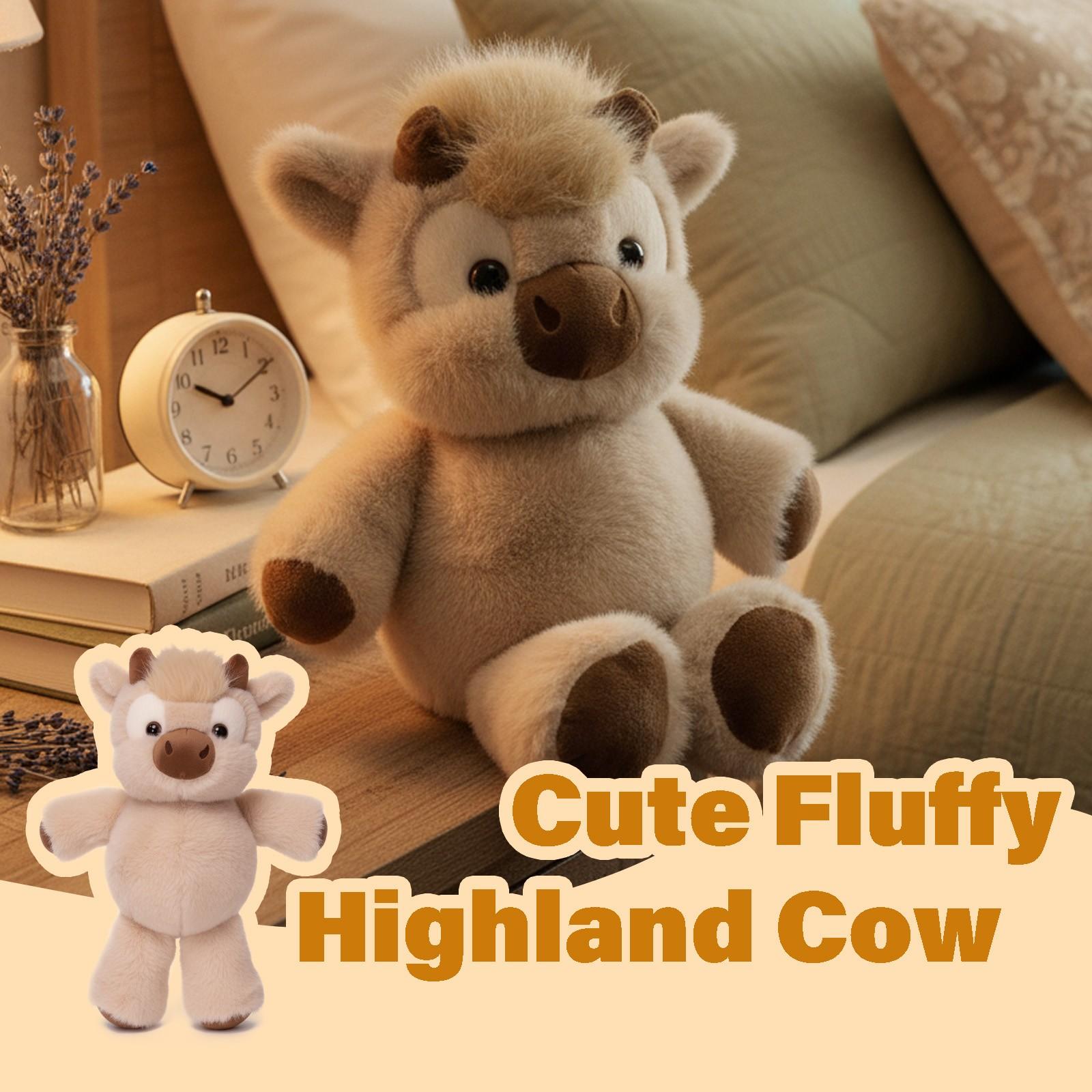 Running Series | 17.7" Running Cow Stuffed Animal Plush Highland Cow Bull Toys Cattle Doll Birthday Gifts for Adults & Kids