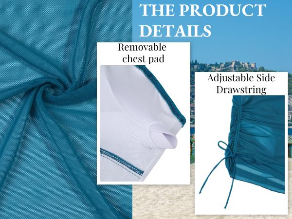 VIMPUNEC Women Sexy One Piece Swim Dress Tummy Control Swimsuits One Shoulder Mesh Bathing Suit Skirts