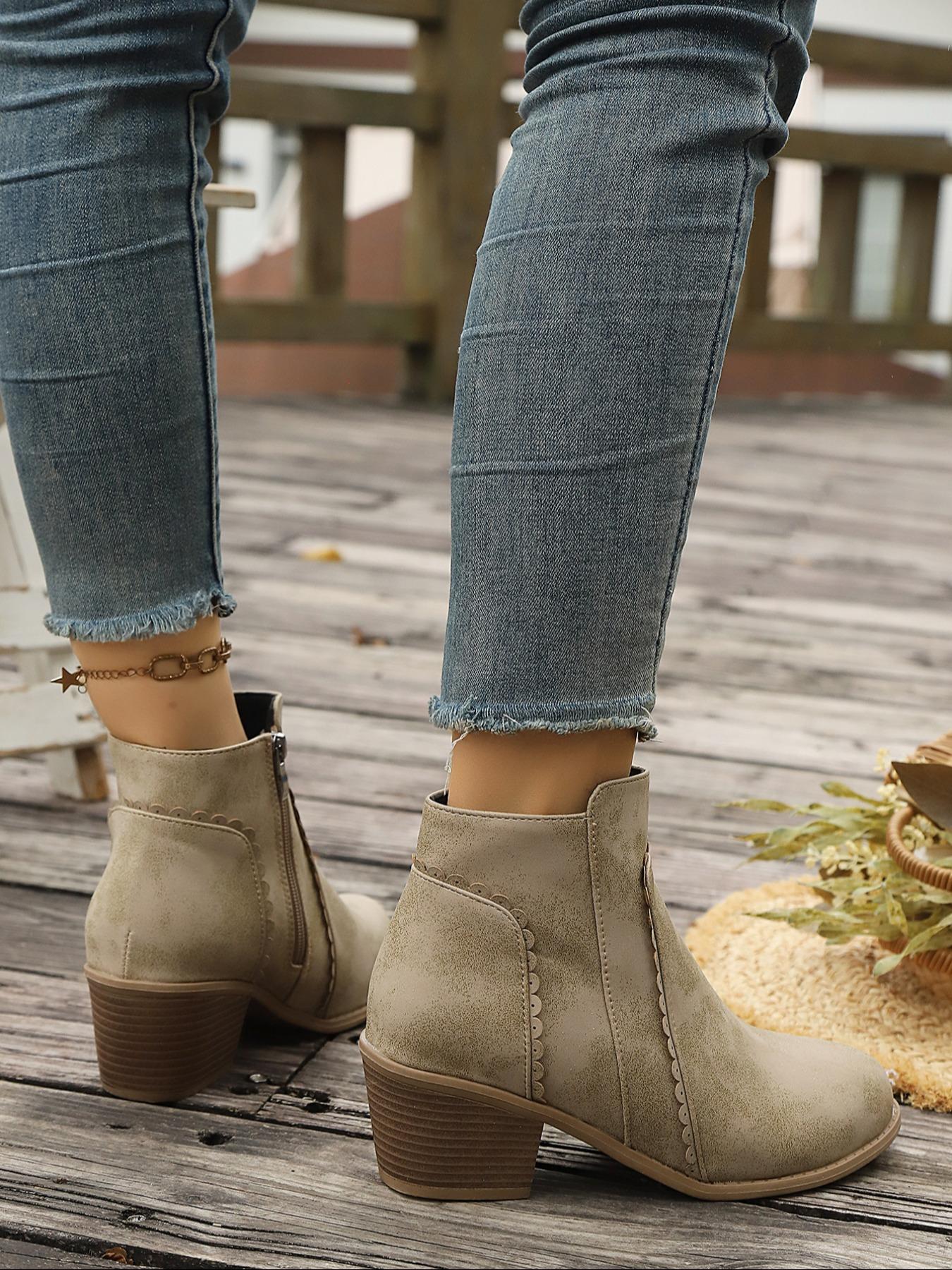 Women's Buckle Boots, Slim Fit Elegant Modern Style, Comfortable Daily Wear Shoes, Fashion Designer Trendy Design, Western Ankle Boots