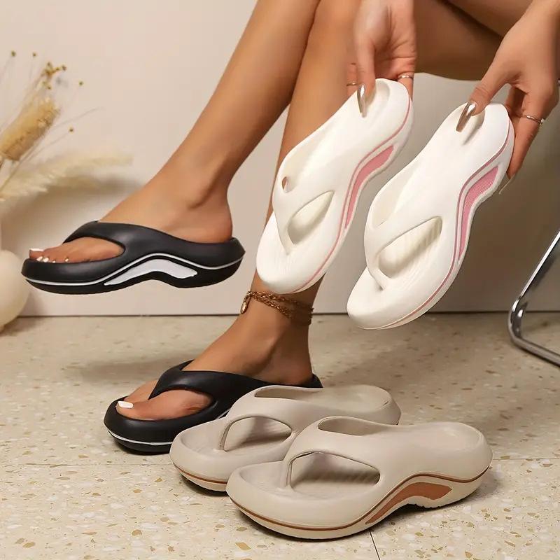 Platform Flip Flops for Women, Arch Support Cushion Thong Sandals, Thick Sole Pillow Slippers, Non-Slip Summer Beach Shoes