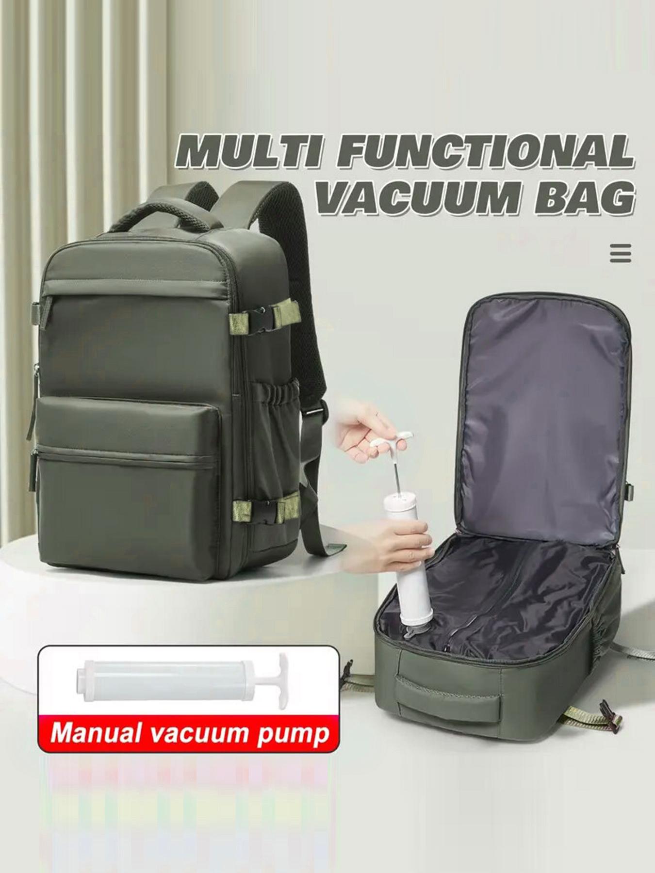 Commuting Vacuum Compressed Travel Work Backpack, Vacuum Compression Backpacks, Ryanair Boarding Ready, Large Capacity, Business Laptop, Women's Backpack with Air Pump