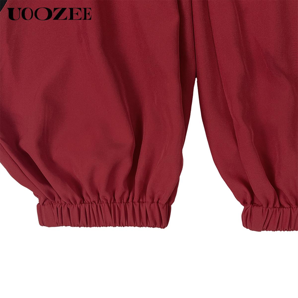 UOOZEE Women's Color Block High Waist Wide Leg Harem Jogger Pants - Polyester, Oversize, Smooth, Graphic, Colorful, Basics, Sporty Chic, Quick Dry, Wrinkle Resistant, with Pockets, Cold Wash, for Casual Streetwear, Coffee Dates, Clothes