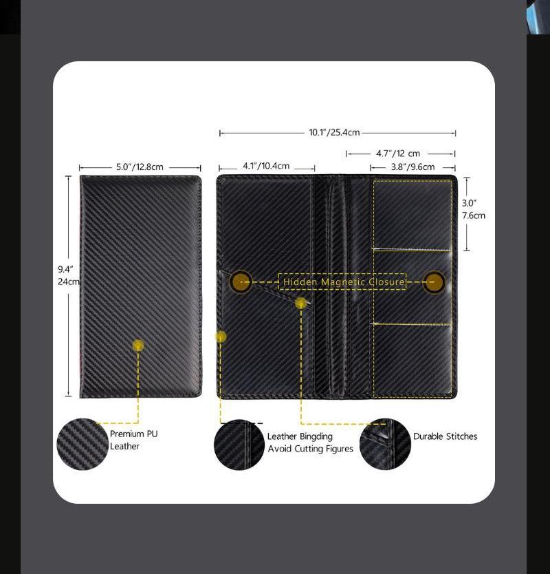 Car Registration & Insurance Card Holder, Magnetic Closure Vehicle Organizer, Car Essential Document Wallet, Spring Gift, for Pokemon Cards Holder, Compact Car Accessories, Essential for Owners